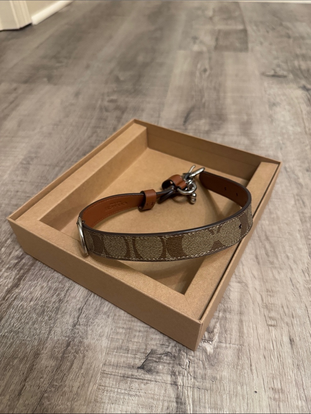 Coach Signature Canvas Dog Collar in Brown and Tan